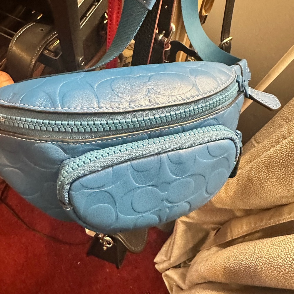 Coach Teal Embossed Leather Bag